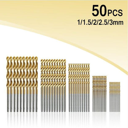 50Pcs Titanium Coated Drill Bits HSS High Speed Steel