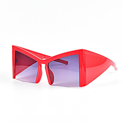 Half frame wide leg sunglasses