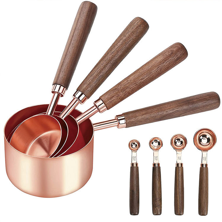 Walnut Handle Copper - Plated Measuring Cup