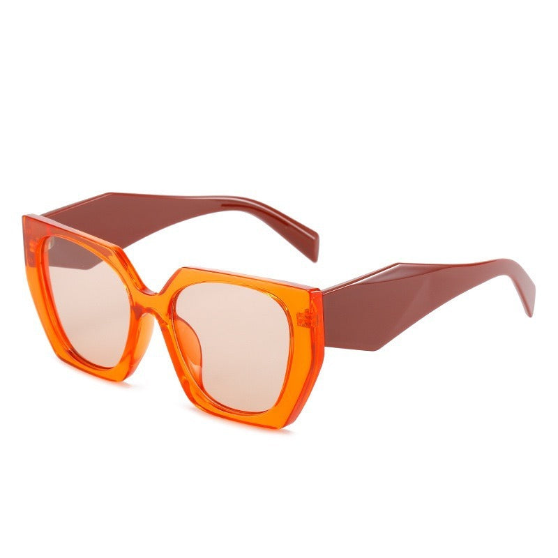 Color blocking box glasses, retro sunglasses