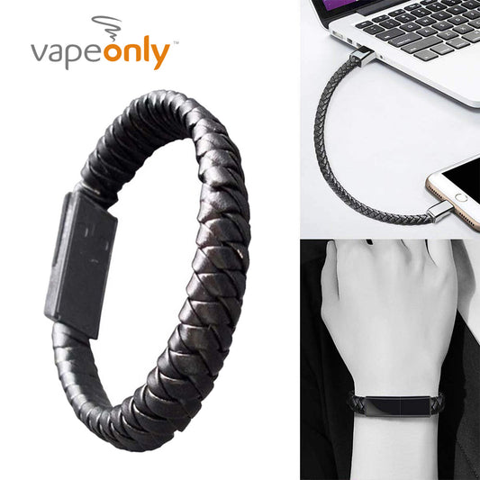 Vape only Wearable Leather Braided USB Charging Bracelet