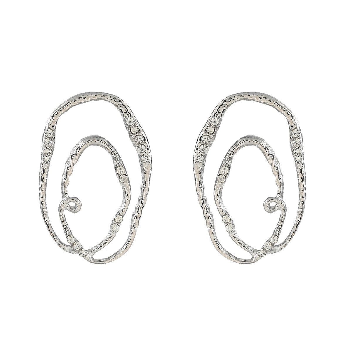 Alloy multi-layer elliptical ring exaggerated earrings