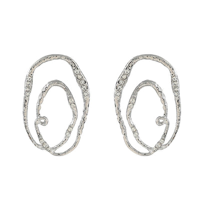 Alloy multi-layer elliptical ring exaggerated earrings