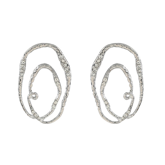 Alloy multi-layer elliptical ring exaggerated earrings