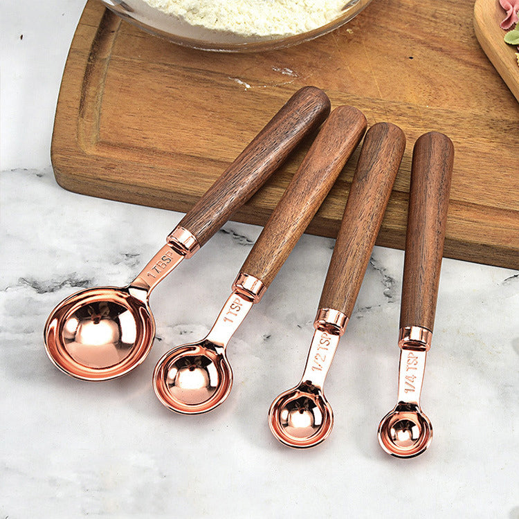 Walnut Handle Copper - Plated Measuring Cup