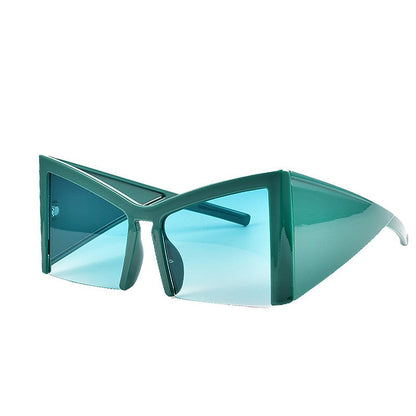 Half frame wide leg sunglasses