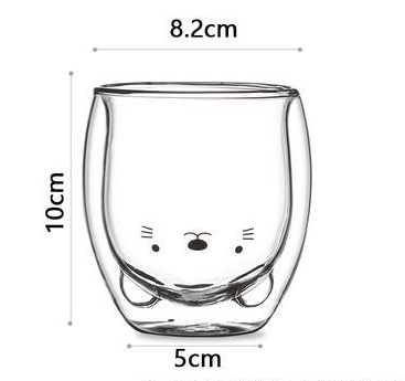 Transparent double layer glass cup