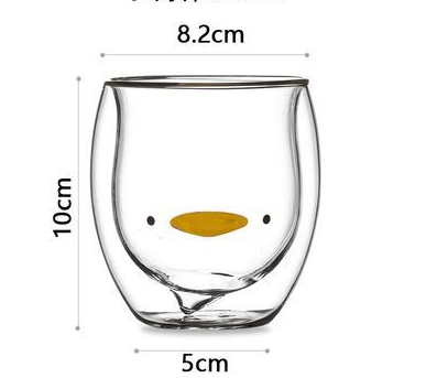 Transparent double layer glass cup