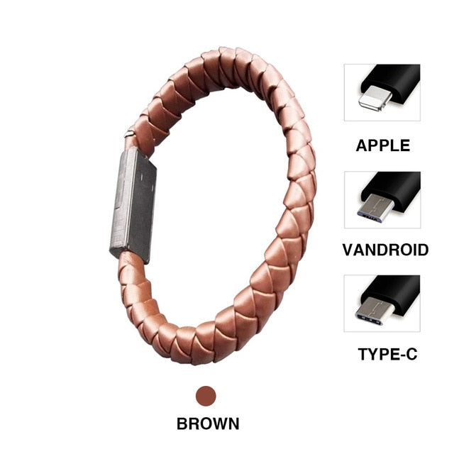 Vape only Wearable Leather Braided USB Charging Bracelet