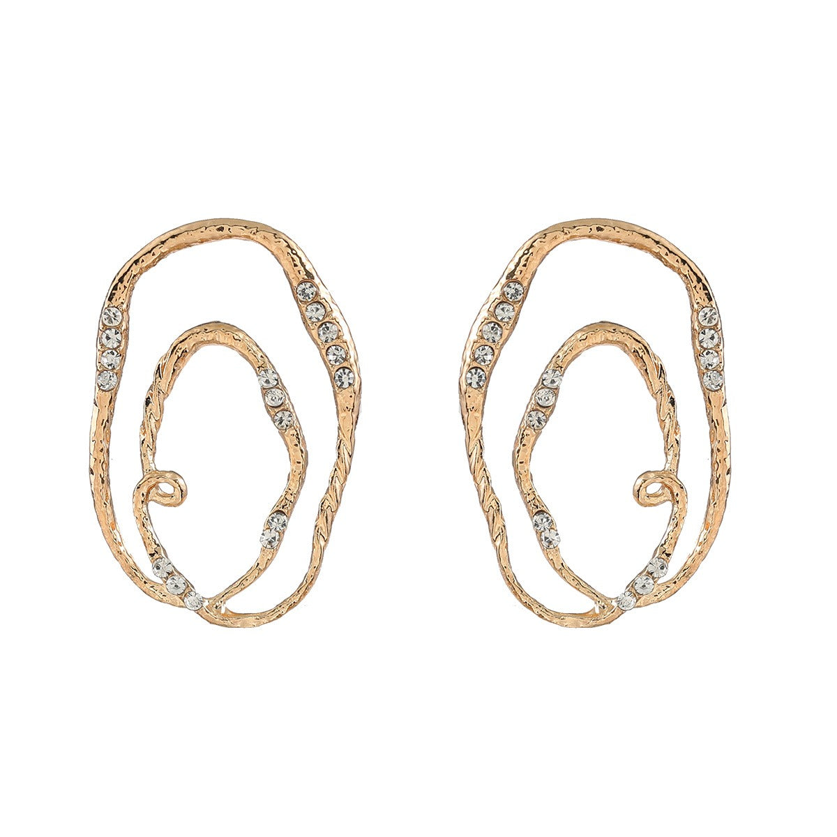 Alloy multi-layer elliptical ring exaggerated earrings