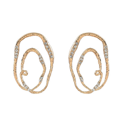 Alloy multi-layer elliptical ring exaggerated earrings