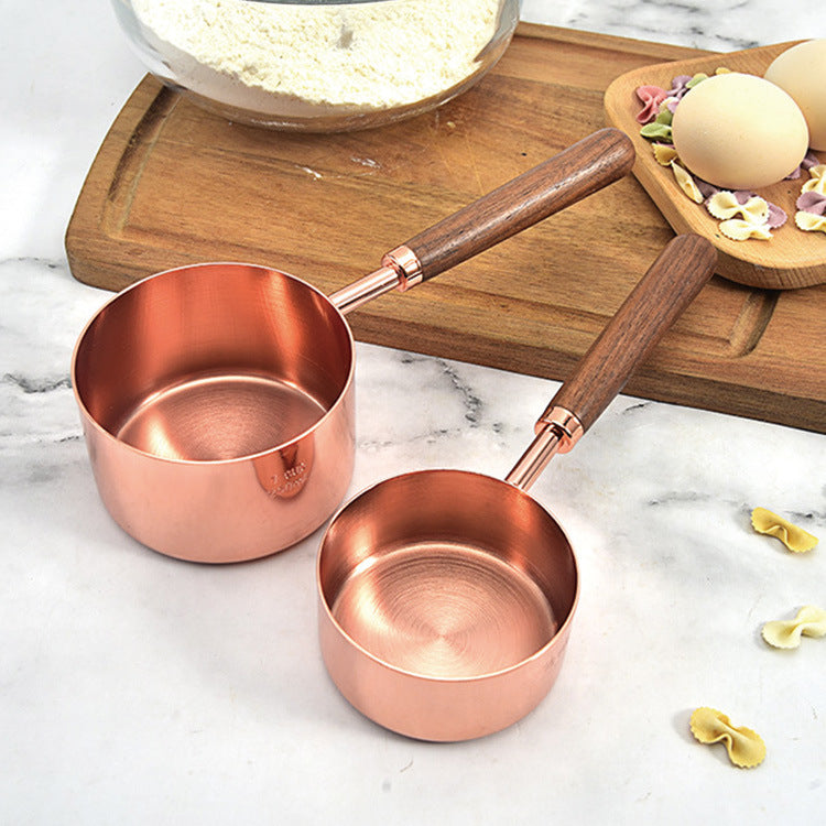 Walnut Handle Copper - Plated Measuring Cup