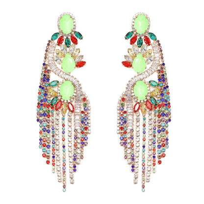 Exaggerated colorful long tassel earrings