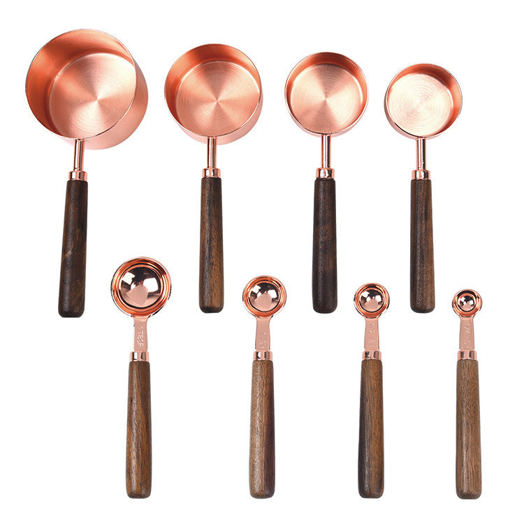 Walnut Handle Copper - Plated Measuring Cup