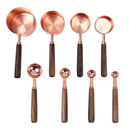 Walnut Handle Copper - Plated Measuring Cup