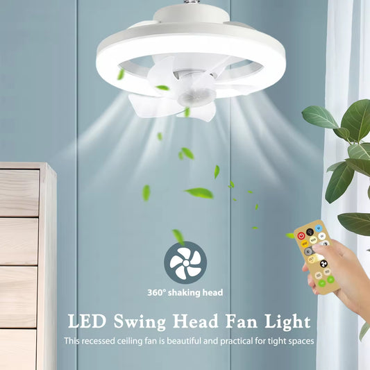 360 Rotating 48W Ceiling Fan E27 With Led Light & Remote Control