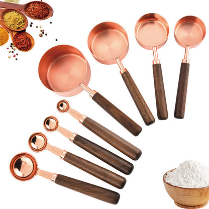 Walnut Handle Copper - Plated Measuring Cup